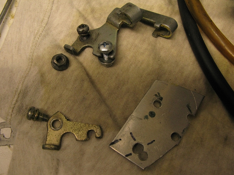 IMG_0158.JPG - Need to build a thicker, steel plate to replace the quick and dirty aluminum one. It would have fatigued to bits on a single cylinder bike in no time.