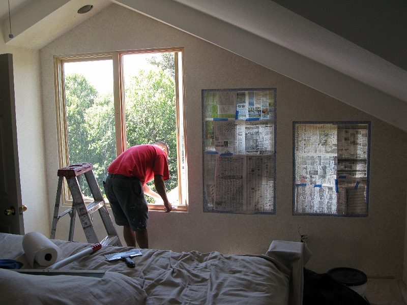 IMG_0428.JPG - New drywall now has matching texture for the existing plaster.