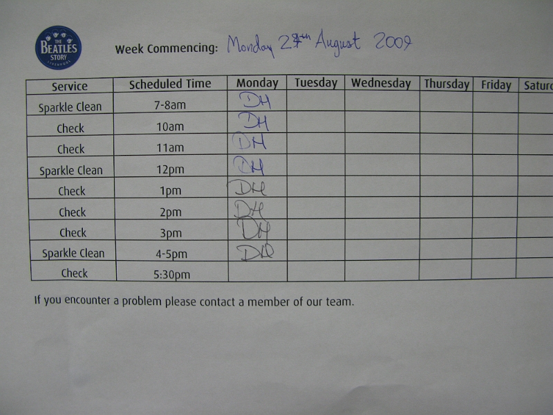 IMG_0751.JPG - Yes, I took a picture of the bathroom maintenance log. It's not every day that you get to use facilities that are sparkle clean.
