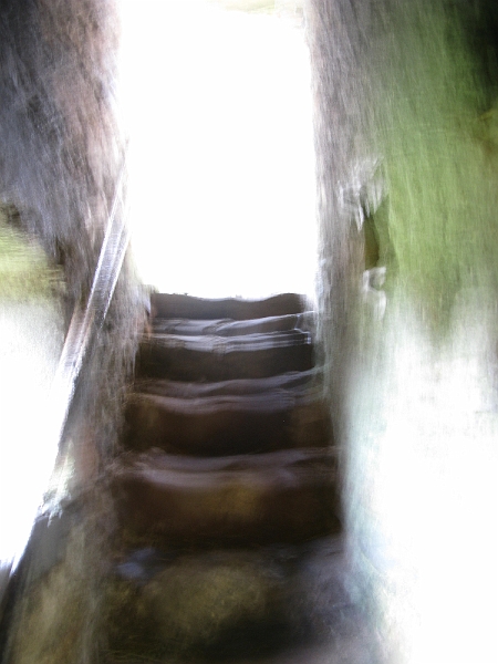IMG_0844.JPG - The narrow stairs to the crypt. Unintentionally shaky, but the effect fits.