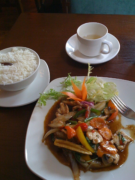 IMG_0054.jpg - If you are ever in Dublin, and you want some ethnic food, try Siam. This was some of the best Thai I've ever had. Rocket hot too, which was clearly advertised for this dish, and was right up my alley.