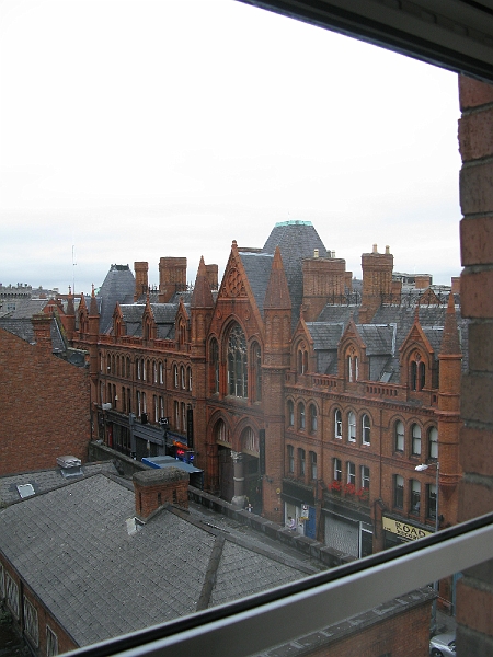 IMG_0932.JPG - View from my room at the Brooks hotel. Overlooks the Market Bar. Dublin castle is in the background far left.