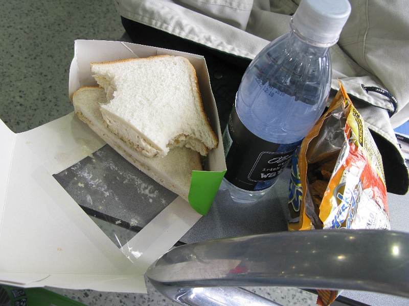 IMG_1091.JPG - Chicken and stuffing sandwich. Have some bread with your bread. Lunch at the Dublin airport.