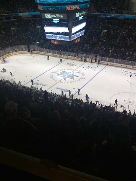 IMG_0118.JPG - Heatley with a hat trick. Even from this far away it looked like he wasn't paying much of a price to stand in the crease and go for tip-ins.