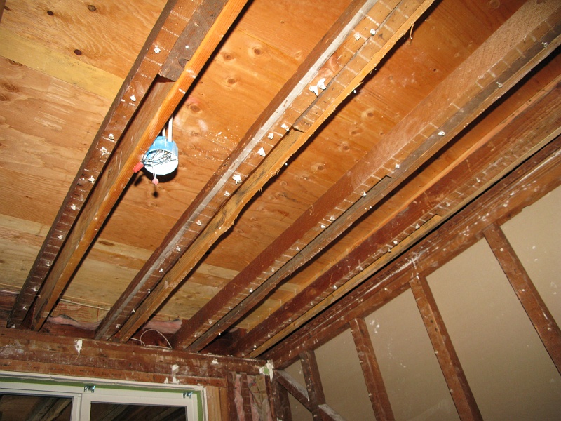IMG_1651.JPG - Two by fours were fine for a ceiling, but when it became a floor for a new bedroom, new two by eights were sistered in.