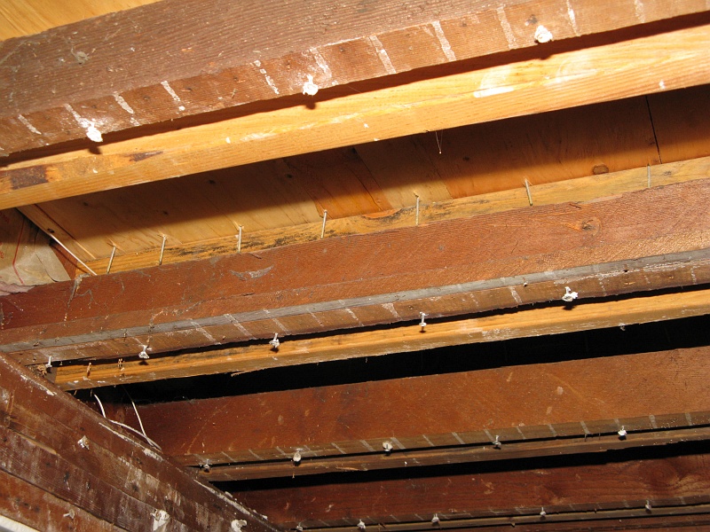 IMG_1720.JPG - Look closely at the nailing through the floor that consistently misses the 2x8 joist under the plywood. Nice work there Lou. (That was the previous owner's work).