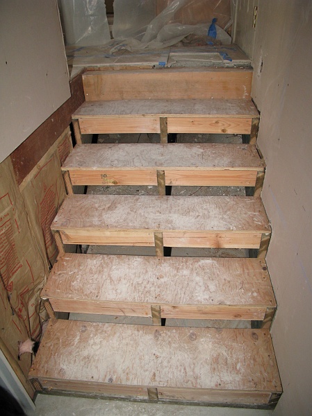 IMG_2140.JPG - These steps were squeaky so the contractor re-did them with more blocking and more screw and glue. Didn't even have to ask him.