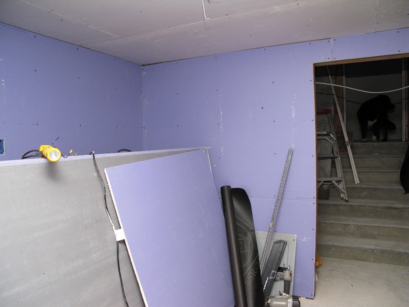 IMG_2184.JPG - There's an electrical panel behind that there wall. Note how unlevel the ceiling joists are. Old house, yo.