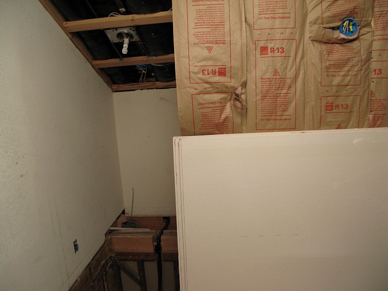 IMG_2195.JPG - Upstairs zone thermostat will go where the wire sticks out of the wall near center pic.