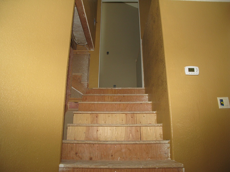 IMG_2614.JPG - Carpet will go on the stairs. That'll be one of the last tasks. Note new paint in master bedroom.