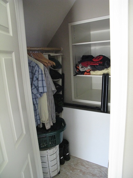 IMG_2816.JPG - Using the new closet now too. Those shelves are super deep. Very glad I asked for that.