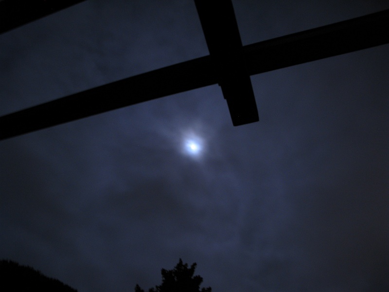 IMG_3150.JPG - The eclipse is about to start. Taking some (ok many) test shots with the camera to try and find the right settings. Clouds may or may not ruin the show. Only one way to find out.