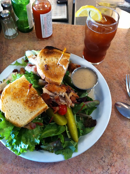IMG_0387.JPG - Club sammich with smoked chicken. Um. Yeah. It is kind of good.