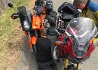 IMG 9236  Jumping it off the Africa Twin. It runs and charges OK. Things look bad for Adam's battery at this point.