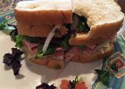 IMG 9640  Hoagie fixings on sourdough. Not bad.