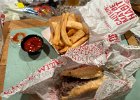IMG 2613  A "half" steak sandwich is about all I can manage. Stomach still not accepting portion sizes anything like what I could eat two months ago. Could not finish the fries but that is nothing new.