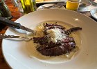 IMG 2790  Skirt steak over fettucini with gorgonzola alfredo. This image hides how much pasta is under there. Ate well and got two meals out of this.