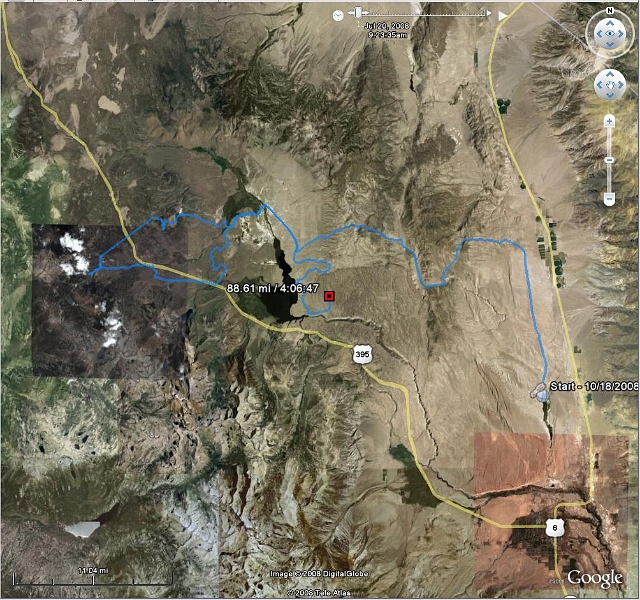 bishop_to_mammoth.JPG - Forgot to turn the GPS unit on again until partway into the ride. It got turned off later when I must have bumped something with it. I'd recommend starting before 11am to do this one. It's a bit long. Fun though.
